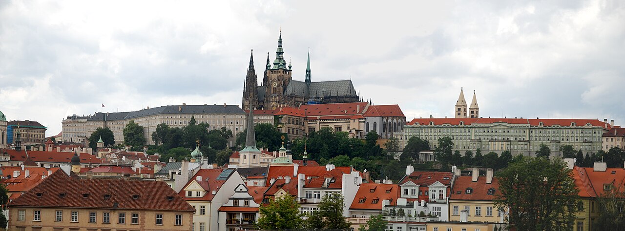 Prague Castle seen from Charles Bridge across the Vltava